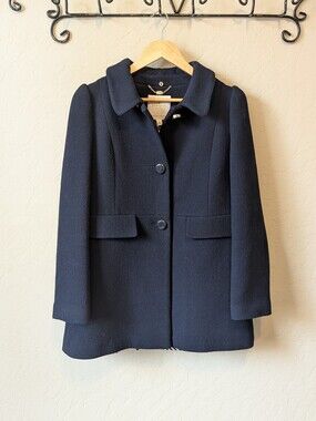 Kate Spade Wool Blend Coat in Navy Blue